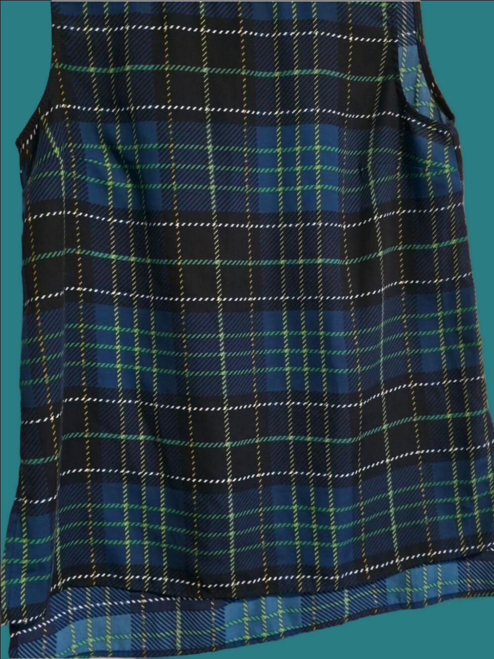 4/$67 Deal! Vintage Women’s Navy and Green Plaid Tank Top